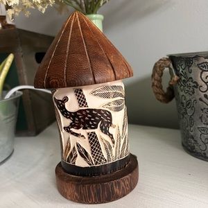 VINTAGE Wood and ivory jar